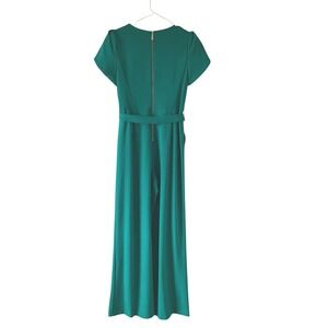 Calvin Klein Green‎ Wide-Leg Jumpsuit Size 8 Flutter Sleeve Belted Formal/Career